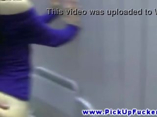 Real amateur skank threeway fucking in locker room